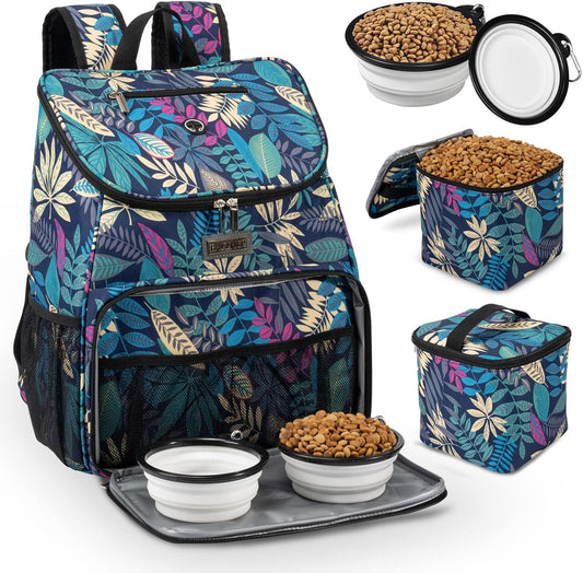 Dog Travel Bag, Airline Approved Pet Supplies Backpack, Dog Travel Backpack with 2 Silicone Collapsible Bowls and 2 Food Baskets