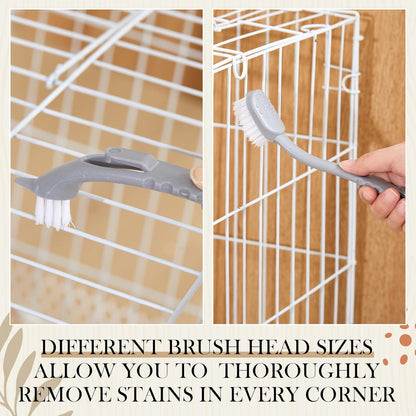 Bird Cage Cleaner with Two Brush Heads Stainless Steel Bird Droppings Cleaning Scraper Long Handle Tool for Cleaning Bird Parrot Cages Pet Supply Cage Accessory