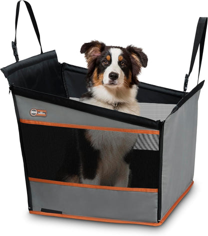Buckle N' Go Dog Car Seat for Large Dogs, Waterproof Fabric with Breathable Mesh & Adjustable Dog Seat Belt for Car, Dog Hammock for Car, Dog Carrier Dog Car Seat Cover - Gray MD/LG