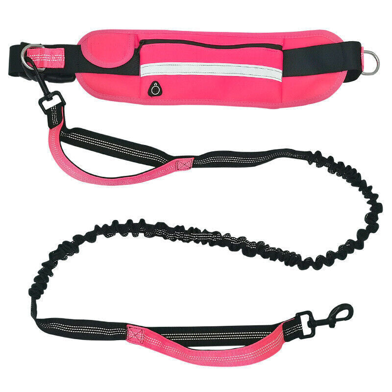 Adjustable Hands-Free Dog Leash Lead + Waist Bag Belt