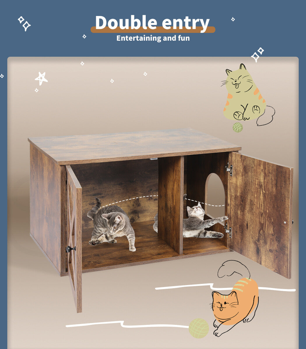Pawz Enclosed Cat Litter Cabinet Box Furniture Kitty Toilet Tray Pet House Table