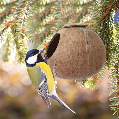 Eco-Friendly Coconut Shell Bird Nest Safe Parrot Parakeet Home Cage Feeder Hut