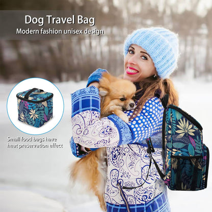 Dog Travel Bag, Airline Approved Pet Supplies Backpack, Dog Travel Backpack with 2 Silicone Collapsible Bowls and 2 Food Baskets