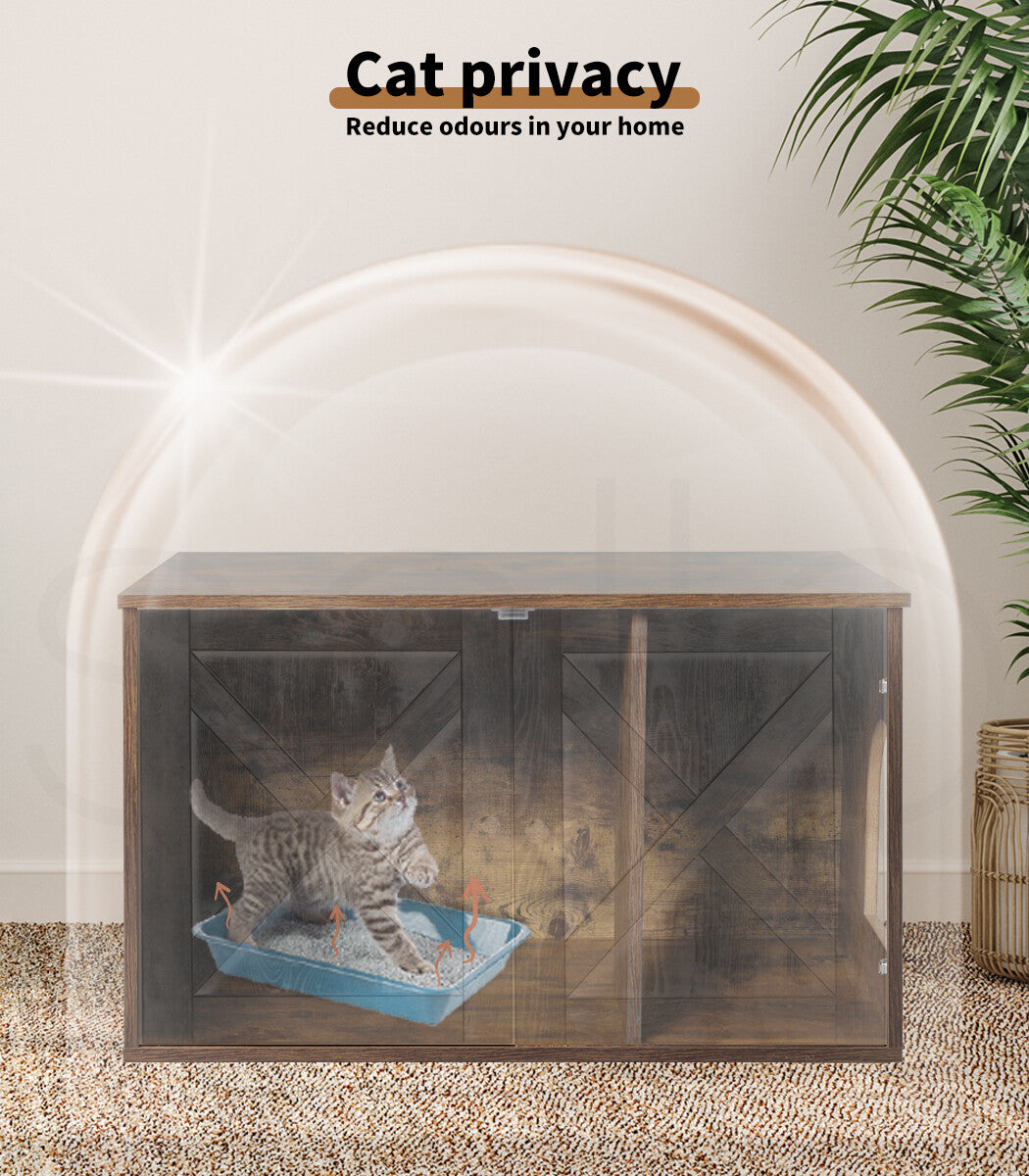 Pawz Enclosed Cat Litter Cabinet Box Furniture Kitty Toilet Tray Pet House Table