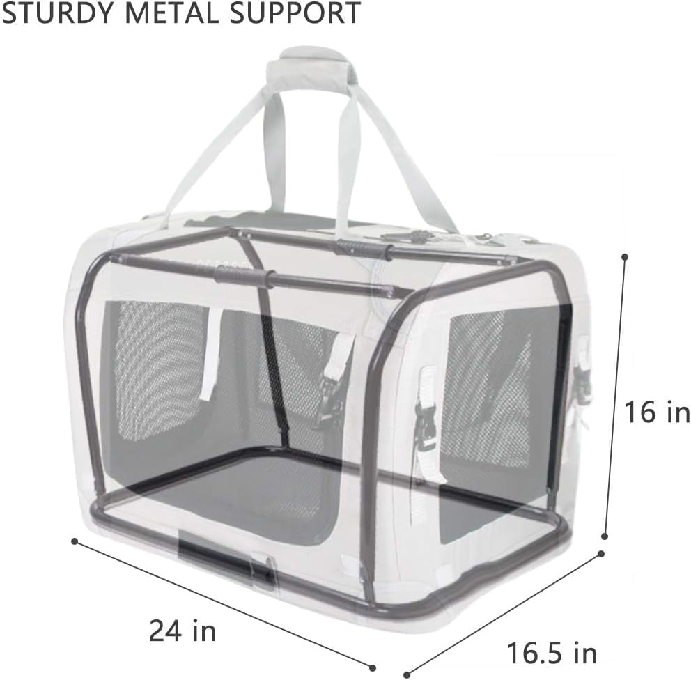 Extra Extra Large Cat Carrier Soft Sided, Portable Small Dog Carrier for 2 Cats, 24"X16.5"X16" Car Travel Folding Comfortable Design with Litter Box and Bowls, Grey+ Litter Box+ Bowl*2