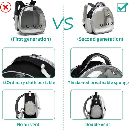 Portable Travel Pet Backpack Carrier Hamster Bag Guinea Pig Bird Small Dog Cat Turtle Carrier Rabbit Cage Squirrel Bearded Dragon Breathable Hangbag (Black)