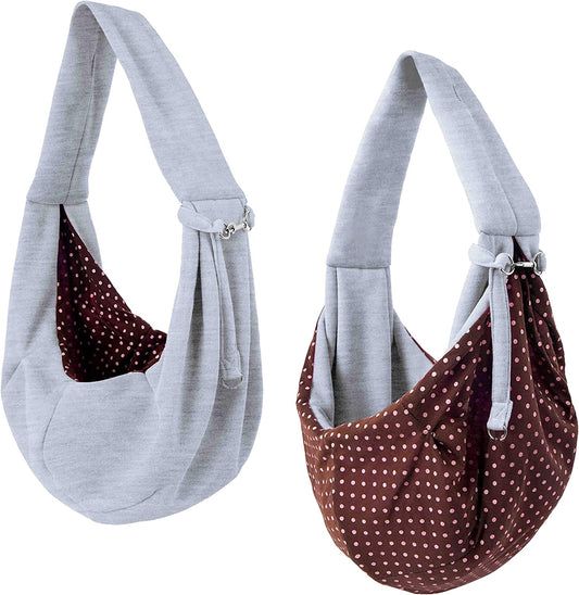 Dog Sling/Cat Sling - Reversible Carrier Bag/Papoose. Pet Carrier, Dog Carrier. Dog Purse. Dog Travel Bag - Small Dog Carrier. Soft Pouch and Tote - Grey