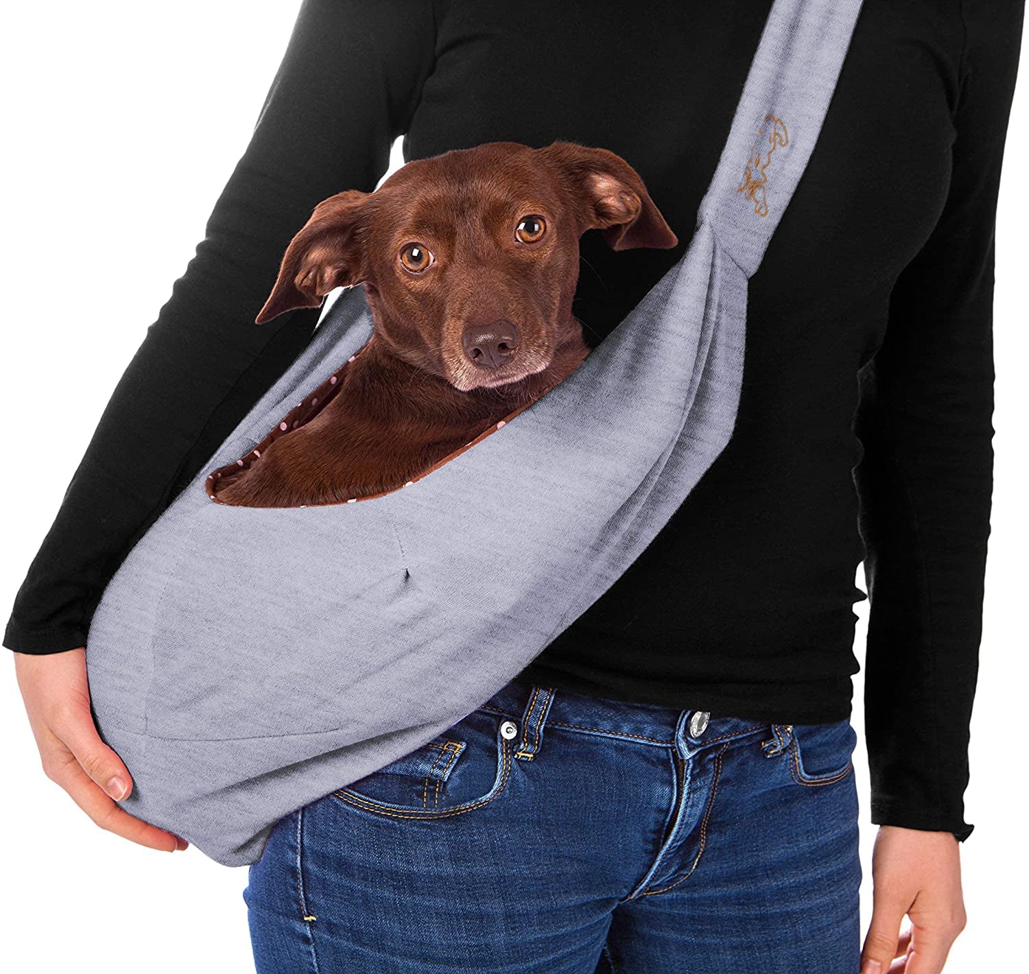 Dog Sling/Cat Sling - Reversible Carrier Bag/Papoose. Pet Carrier, Dog Carrier. Dog Purse. Dog Travel Bag - Small Dog Carrier. Soft Pouch and Tote - Grey