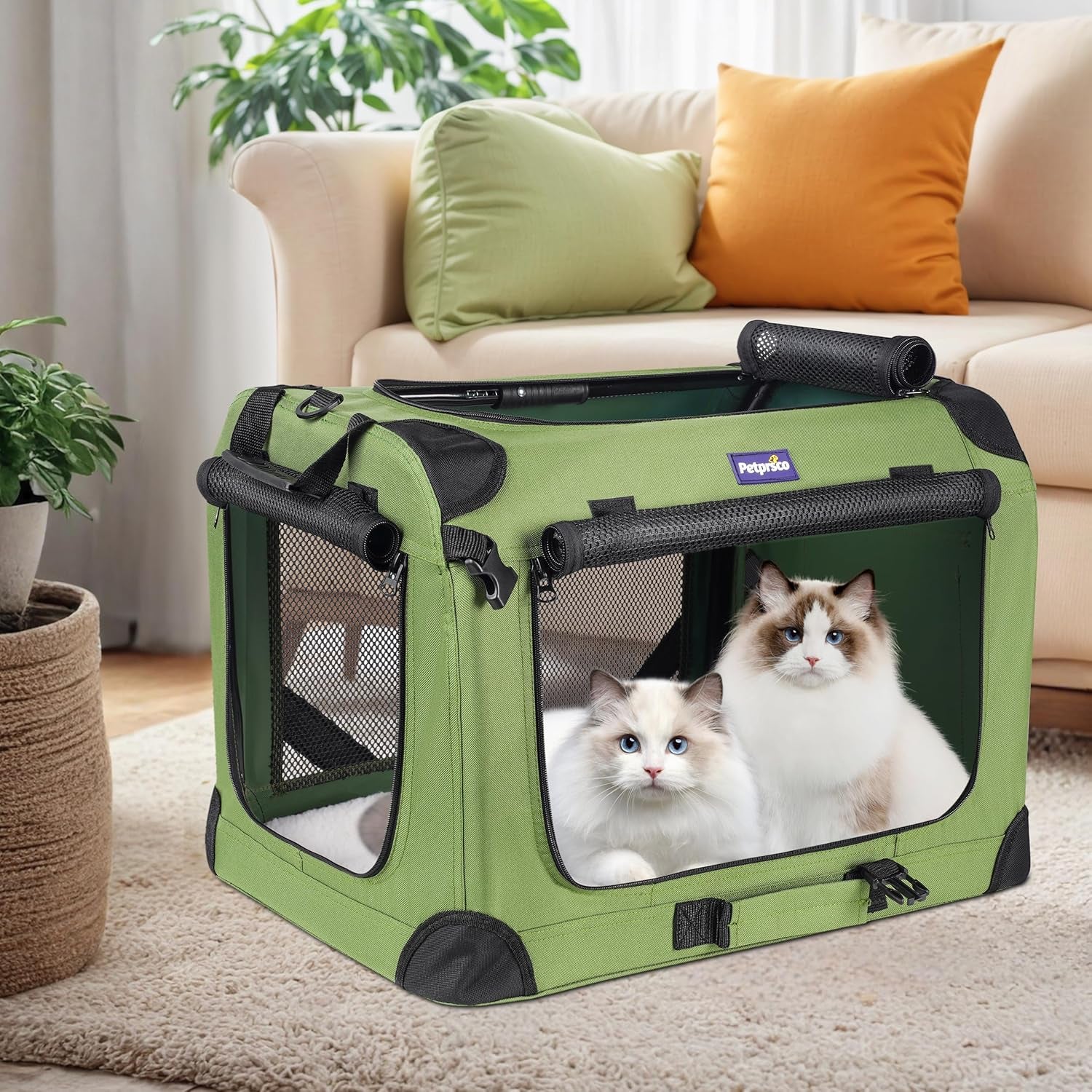 Large Cat Carrier for 2 Cats Small Medium Dogs, Soft Pet Carrier 24X17X17 for Traveling with Warm Blanket Foldable Bowl and Washable Pad