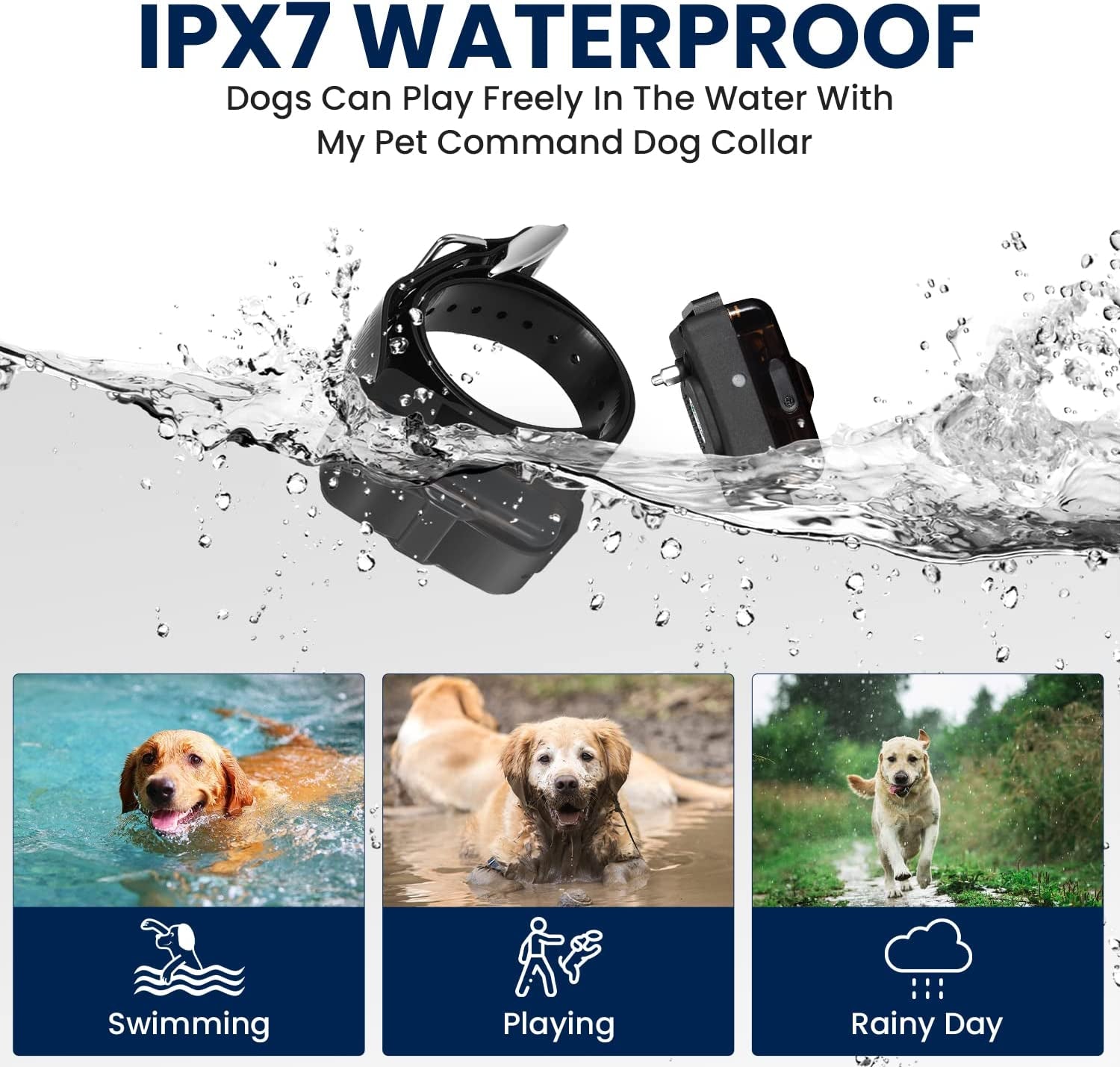 2KM (1.25 Mile/6600 Ft) Long Range Dog Training Collar Safe Shock Collar with Remote Shock,Vibrate,Tone, Flashing Beacon Lights Waterproof Rechargeable Dog Hunting Add up to 3 Collars