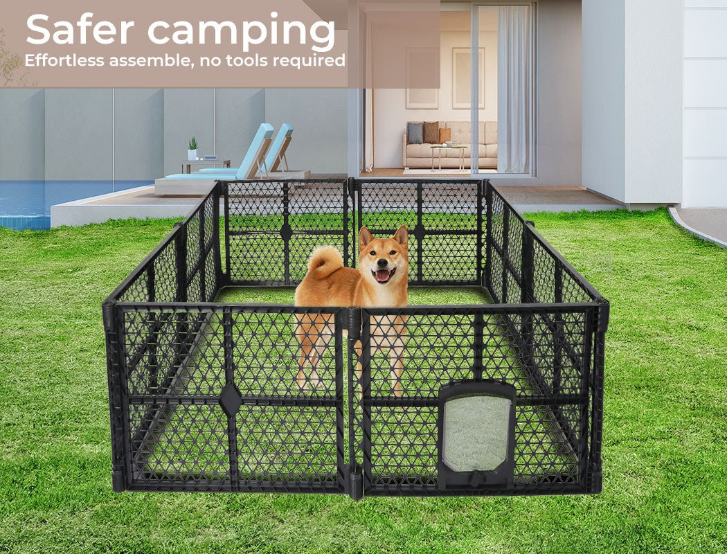 Pawz 8 Panel Dog Playpen Cage Enclosure Fence Puppy Plastic Play Pen Foldable