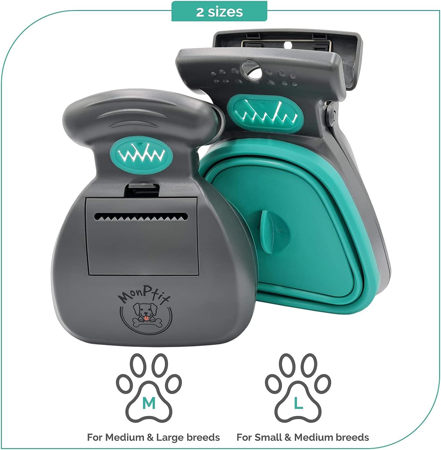Pooper Scooper, Portable Sanitary Dog Poo Pick up with Bag Dispenser, for Large Medium Small Dogs Cat or Pet, Durable Poop Picker, Easy to Use, Comfortable Grip, Scoop on All Surfaces (Medium)