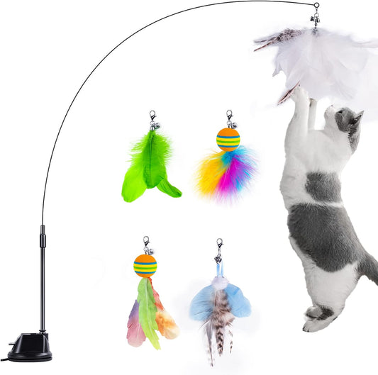 5 Pcs Feather Teaser Cat Toy