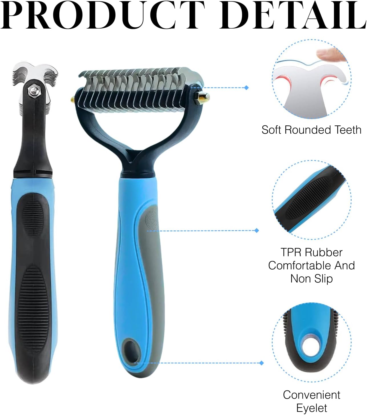 Pet Dog Grooming Brush, Double Sided Shedding & Dematting Undercoat Rake Comb for Dogs and Cats, Professional Dog Shedding Brush to Reduce Tangles, Shedding & Matts in Medium & Long Hair