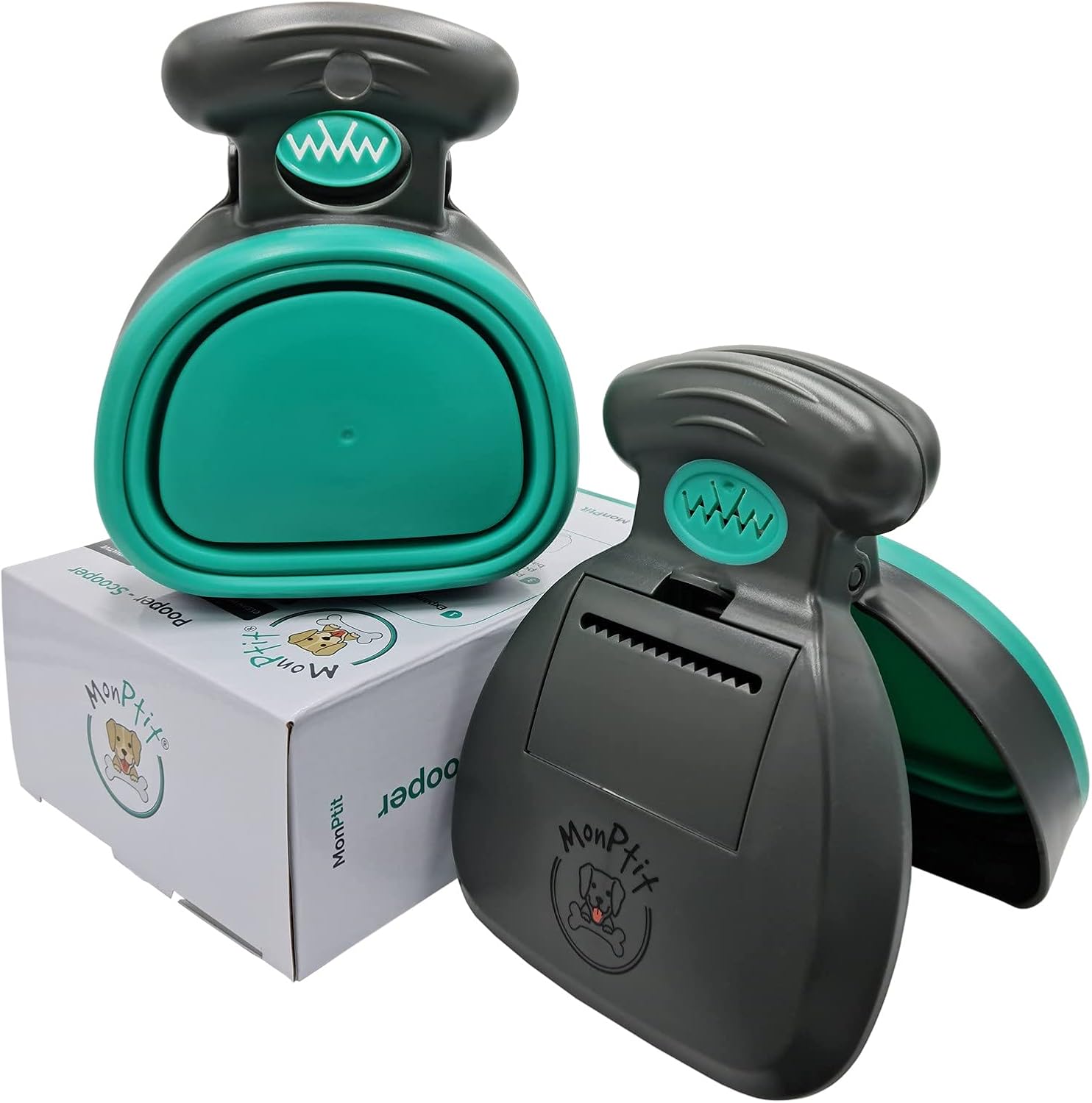 Pooper Scooper, Portable Sanitary Dog Poo Pick up with Bag Dispenser, for Large Medium Small Dogs Cat or Pet, Durable Poop Picker, Easy to Use, Comfortable Grip, Scoop on All Surfaces (Medium)