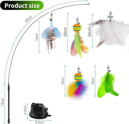5 Pcs Feather Teaser Cat Toy