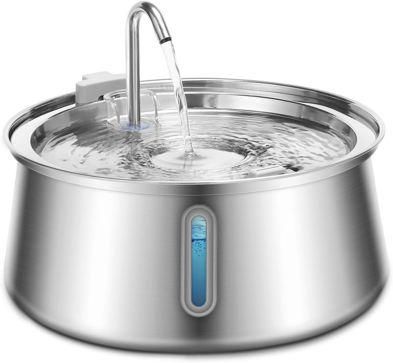 134Oz/4L Cat Water Fountain Stainless Steel,  Automatic Pet Water Fountain with Water Level Window, Ultra Quiet Dog Water Dispenser, Multiple Filtration Faucet Drinking Fountain