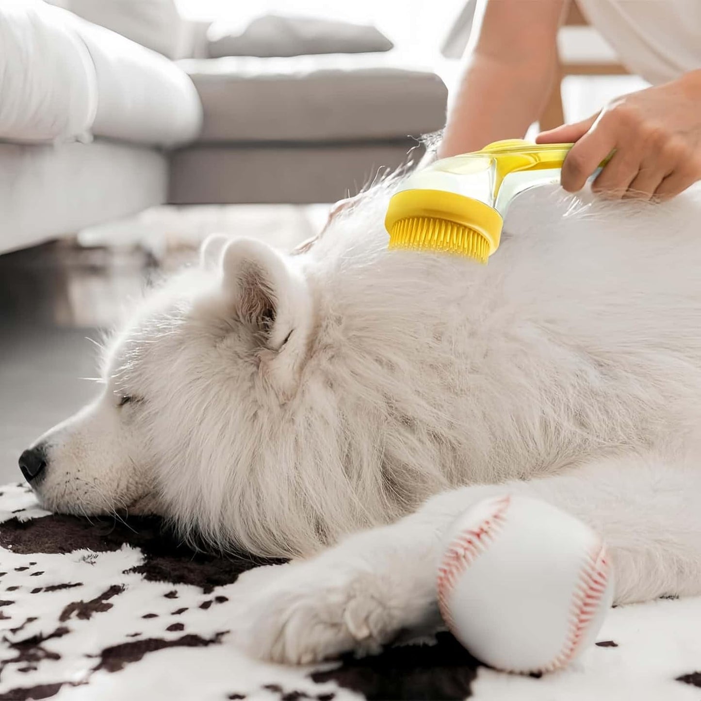 Pet Bath Brush with Shampoo Dispenser, Dog & Cat Grooming Scrubber, Paw Cleaner & Massager for Short/Long Hair