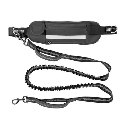 Adjustable Hands-Free Dog Leash Lead + Waist Bag Belt