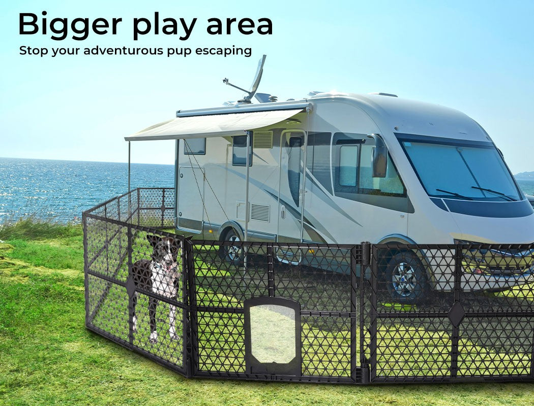 Pawz 8 Panel Dog Playpen Cage Enclosure Fence Puppy Plastic Play Pen Foldable