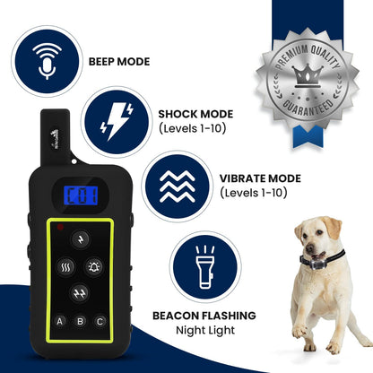 2KM (1.25 Mile/6600 Ft) Long Range Dog Training Collar Safe Shock Collar with Remote Shock,Vibrate,Tone, Flashing Beacon Lights Waterproof Rechargeable Dog Hunting Add up to 3 Collars