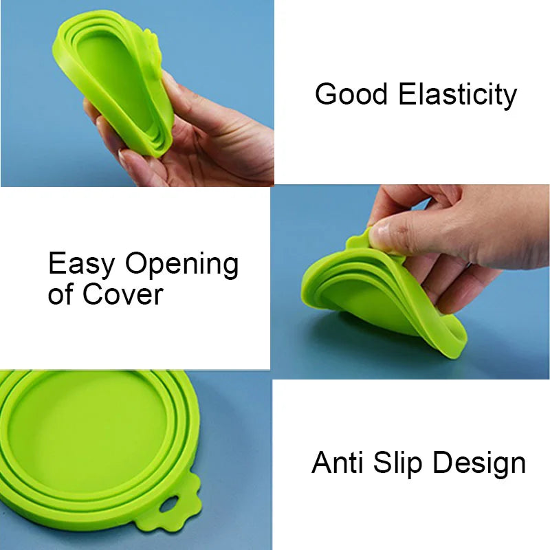 A Set of Reusable Pet Food Can Cover and Spoon Portable Dogs Cat Storage Tin Cap Lid Seal Cover Health Pet Supplies Pet Lids Can