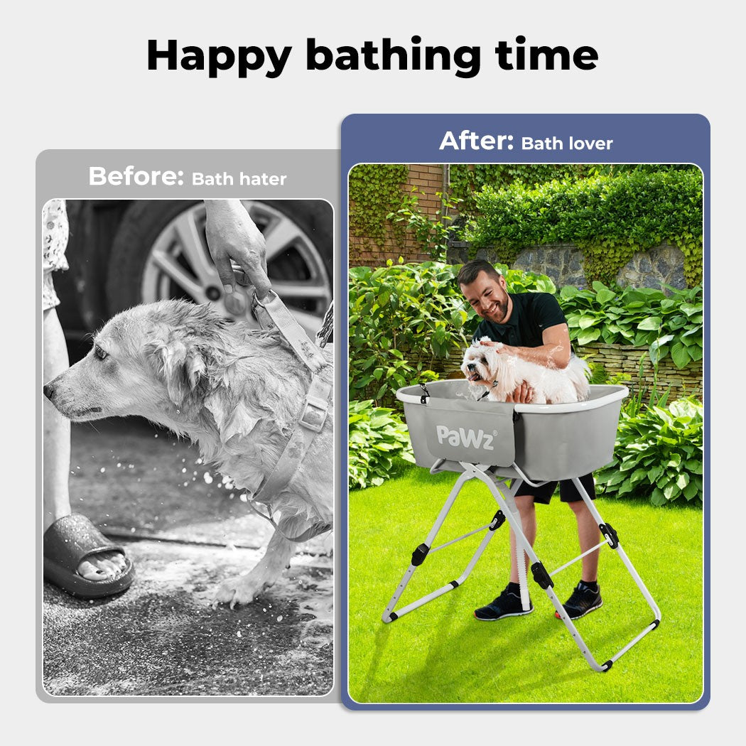 Foldable Pet Bath Tub W/ Adjustable Height for Small & Medium Dogs Cats