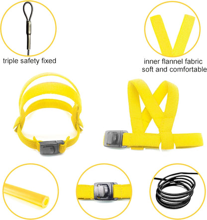 Bird Harness with Buckle Clip and a Leash, Easy to Wear for Bird Parrots Cockatiel S Size Weight 85-105 Grams, Yellow