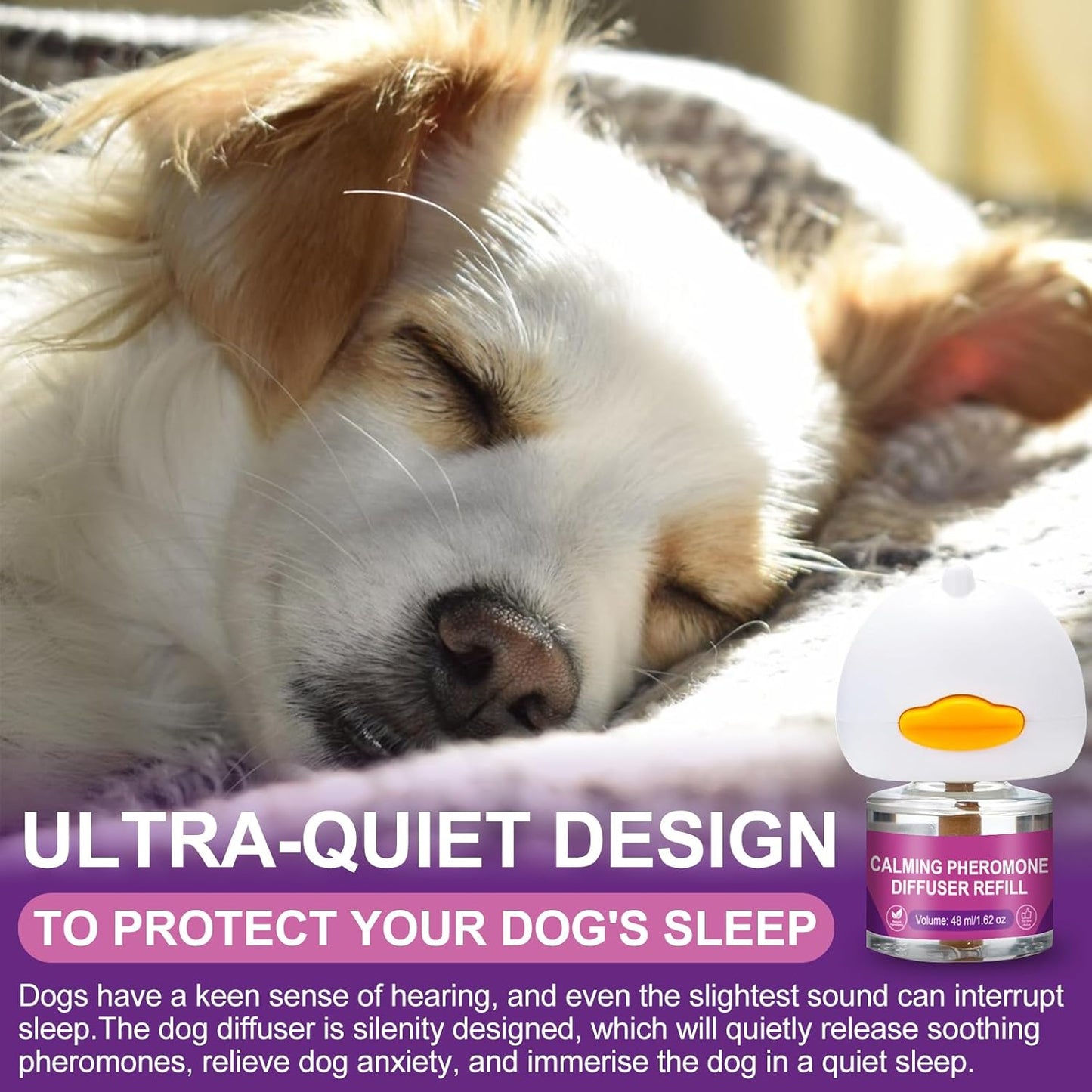 Dog Calming Pheromone Diffuser, Pet Calming Diffuser for Dog Anxiety Relief 3 Refills,Relieve Separation Anxiety, Stress Barking and Chewing Calm Relaxing