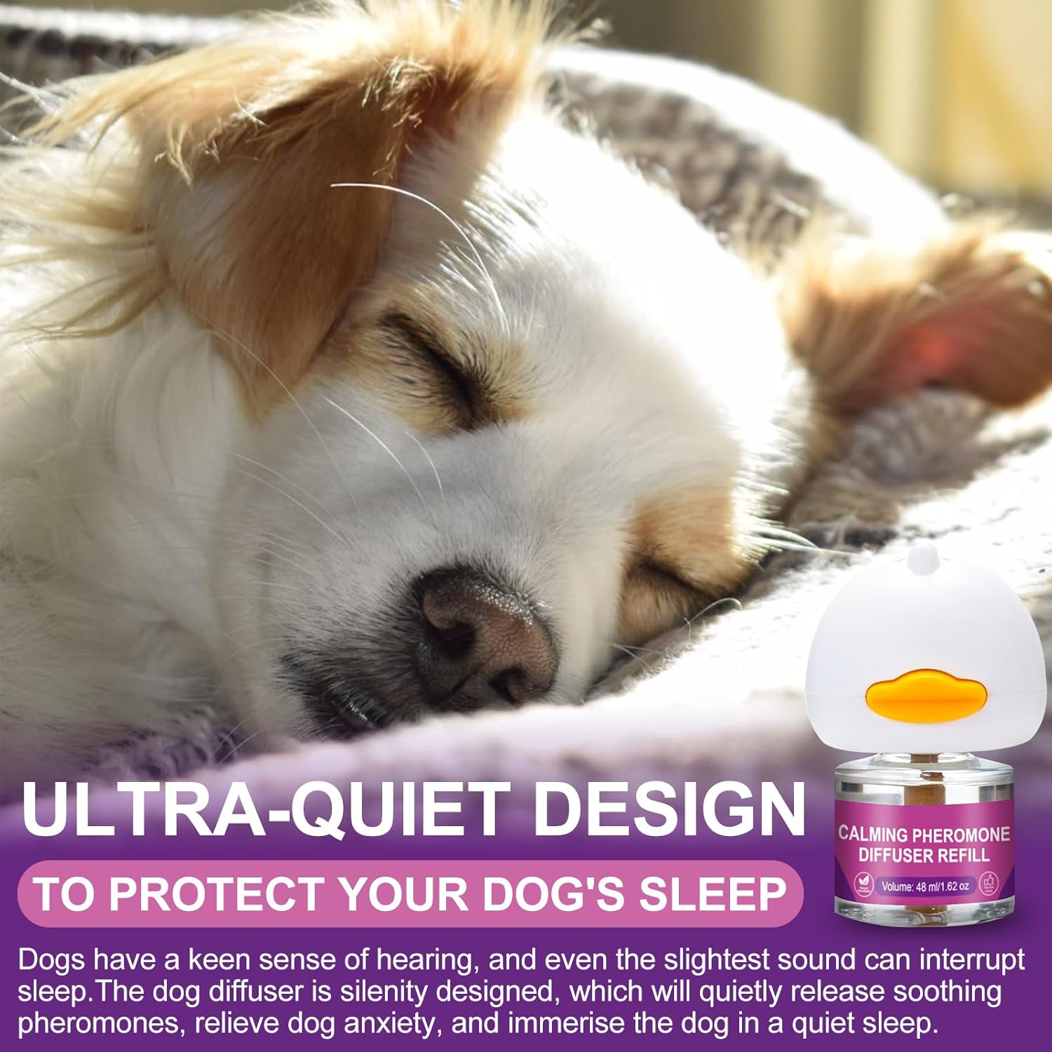 Dog Calming Pheromone Diffuser, Pet Calming Diffuser for Dog Anxiety Relief 3 Refills,Relieve Separation Anxiety, Stress Barking and Chewing Calm Relaxing