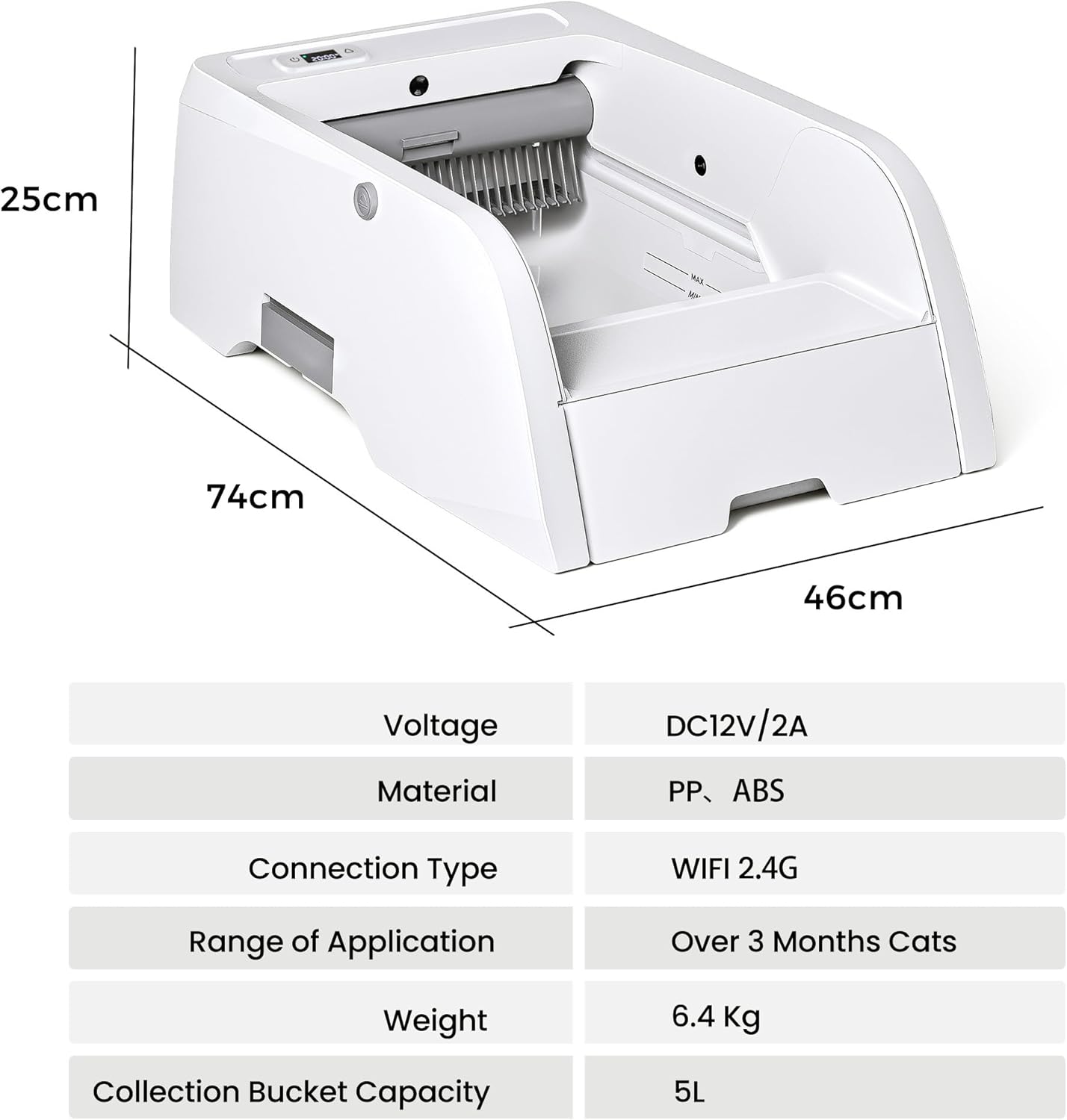 Self Cleaning Cat Litter Box, Open Design Automatic Litter Scooping Robot, App Control, anti Pinch, Odor-Seal, Extra Large Cleaning Cat Litter Tray for Multi Cats Kitty