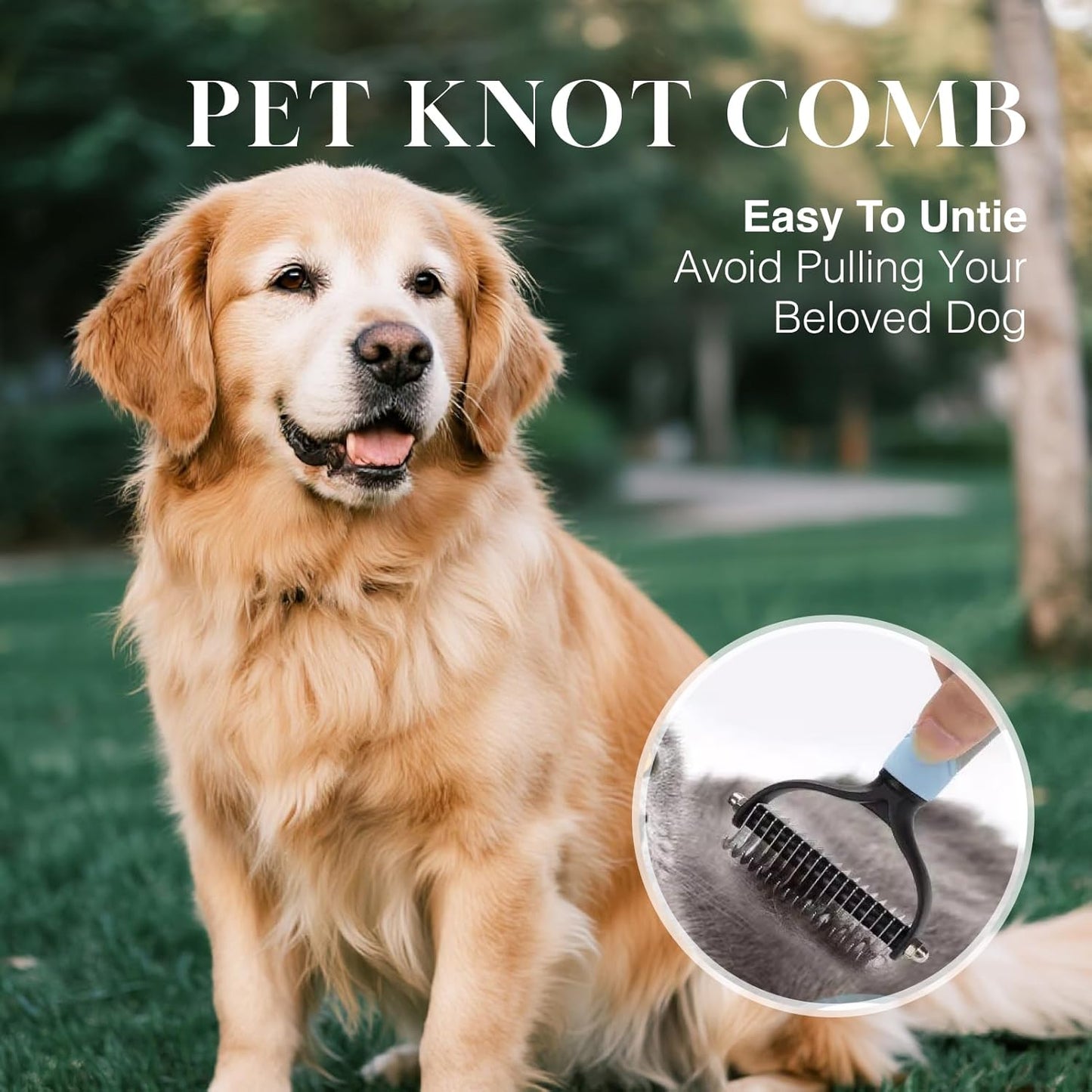 Pet Dog Grooming Brush, Double Sided Shedding & Dematting Undercoat Rake Comb for Dogs and Cats, Professional Dog Shedding Brush to Reduce Tangles, Shedding & Matts in Medium & Long Hair