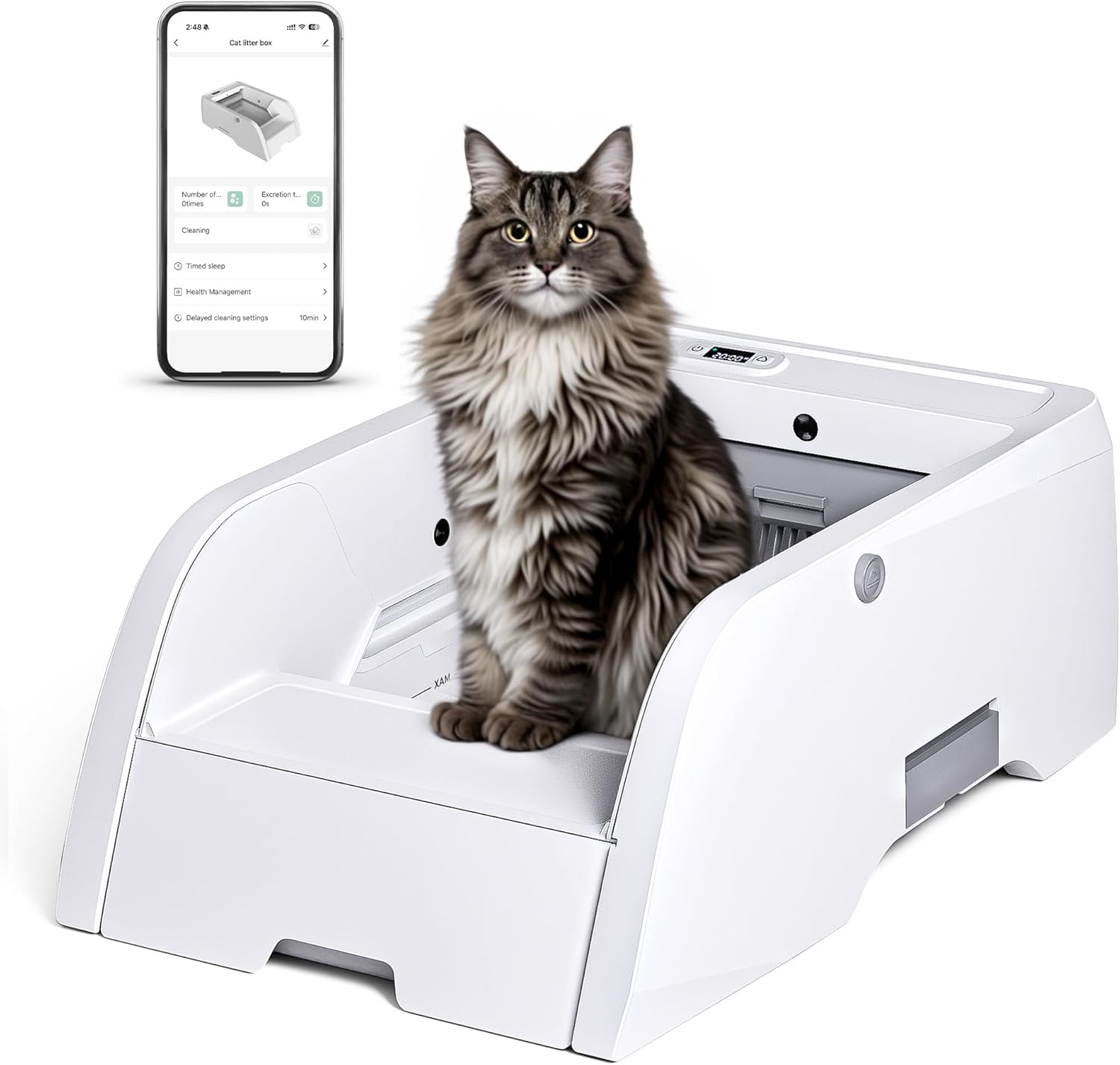 Self Cleaning Cat Litter Box, Open Design Automatic Litter Scooping Robot, App Control, anti Pinch, Odor-Seal, Extra Large Cleaning Cat Litter Tray for Multi Cats Kitty