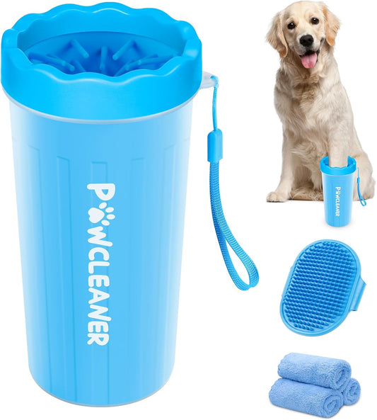 Dog Paw Cleaner with Bath Brush & Absorbent Towels 