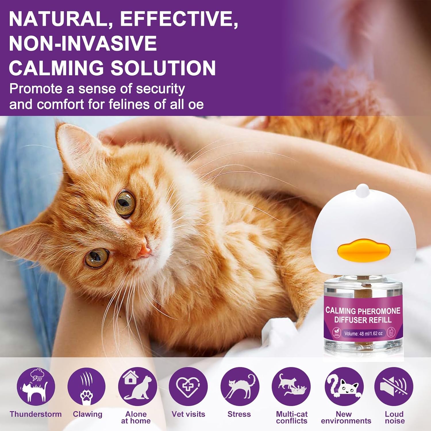 Cat Pheromones Calming Diffuser Relieve Anxiety Stress Cat Calming Diffuser Comfort for Cats 3 Refills, Reduce Fighting and Scratching Calm Relaxing Fits All Cats