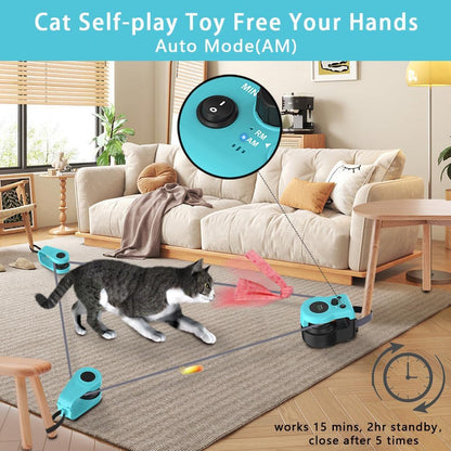 Interactive Cat Running Toys for Indoor Cats, Auto/Remote Control DIY Cat Treadmill Chase Toy, Mouse Hunting Feather Toys for Bored Kitten Dog Enrichment, Exercise, Mental Stimulation