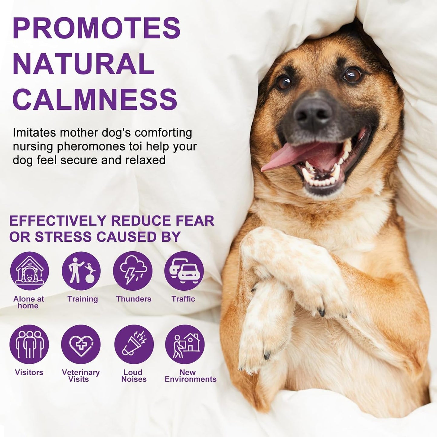 Dog Calming Pheromone Diffuser, Pet Calming Diffuser for Dog Anxiety Relief 3 Refills,Relieve Separation Anxiety, Stress Barking and Chewing Calm Relaxing