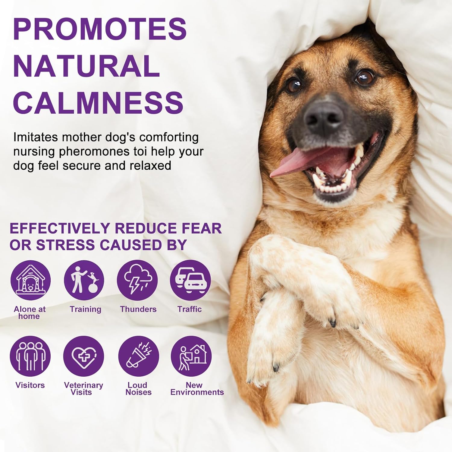 Dog Calming Pheromone Diffuser, Pet Calming Diffuser for Dog Anxiety Relief 3 Refills,Relieve Separation Anxiety, Stress Barking and Chewing Calm Relaxing