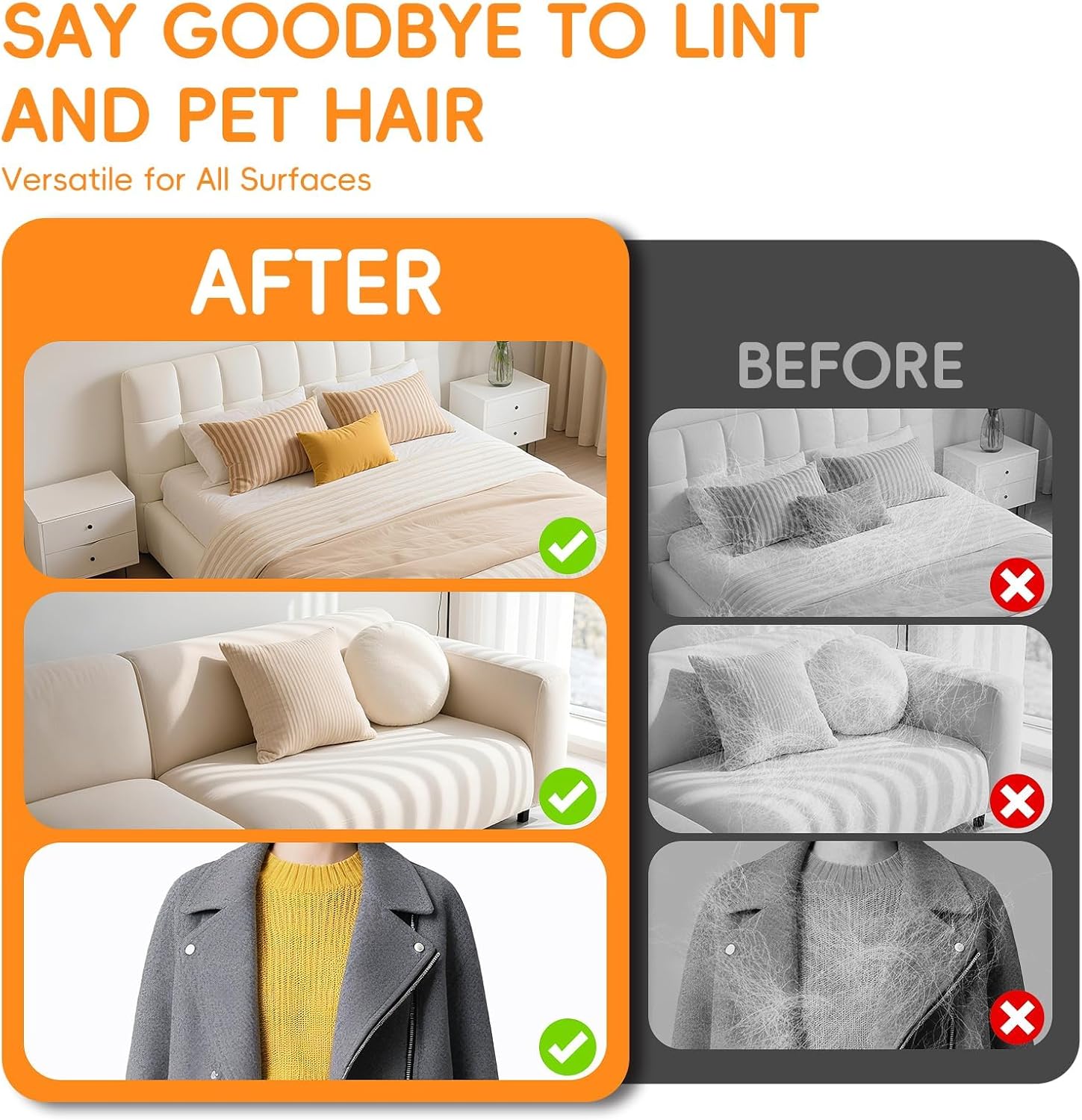 Pet Hair Remover Glove for Cats & Dogs, 2025 Newly Upgraded Five-Finger Electrostatic Pet Hair Removal Gloves, Reusable Pet Fur Grooming Mitt Tool for Clothing, Couch, Carpet, Car Seat
