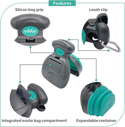 Pooper Scooper, Portable Sanitary Dog Poo Pick up with Bag Dispenser, for Large Medium Small Dogs Cat or Pet, Durable Poop Picker, Easy to Use, Comfortable Grip, Scoop on All Surfaces (Medium)