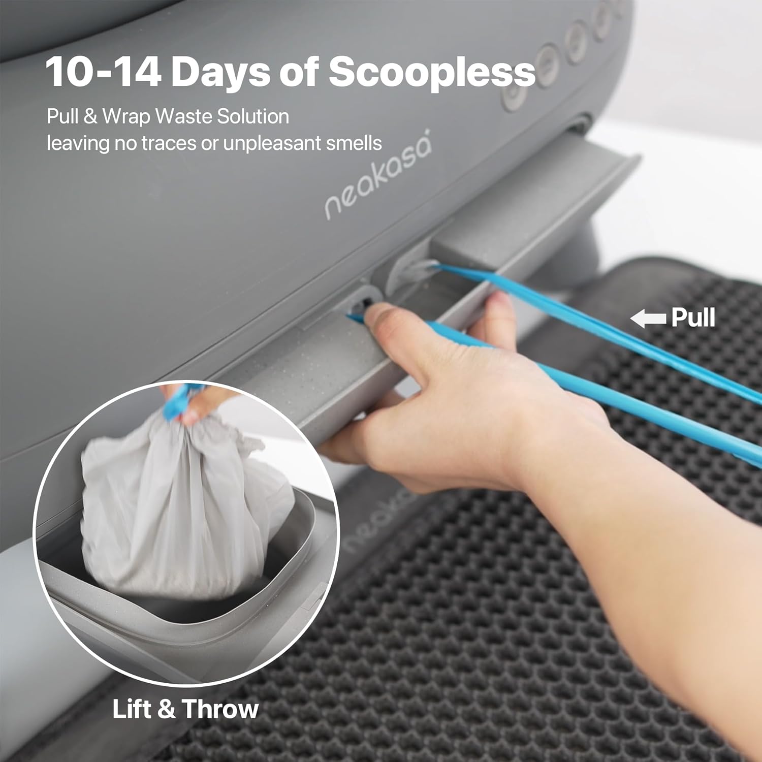 M1 Open-Top Self Cleaning Cat Litter Box, Automatic Cat Litter Box with APP Control, Odor-Free Waste Disposal Includes Trash Bags