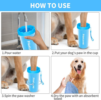 Dog Paw Cleaner with Bath Brush & Absorbent Towels 