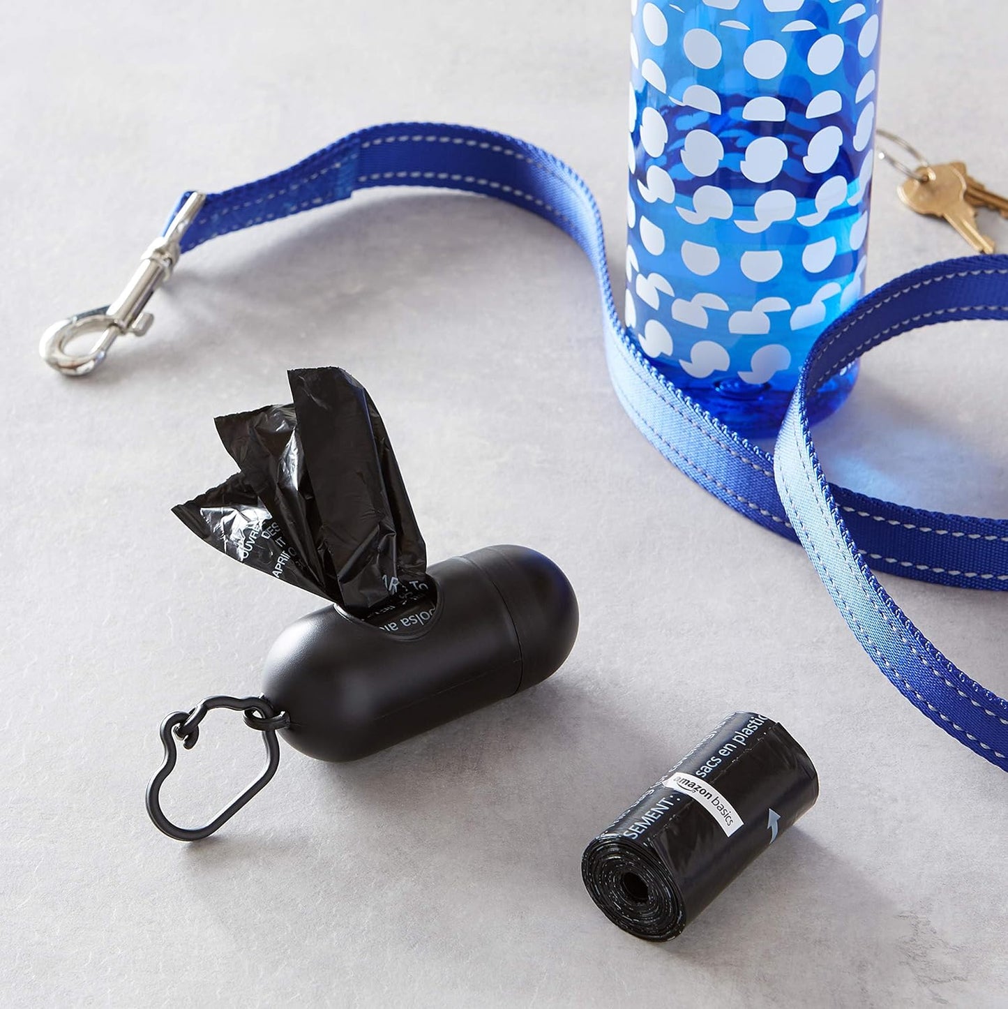 Unscented Standard Dog Poop Bags with Dispenser and Leash Clip, 33.02 X 22.86 CM, Black - 20 Rolls (300 Bags)