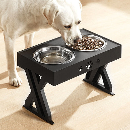 Pawz Elevated Pet Feeder Food Water Double Bowl Adjustable Height Raised Stand