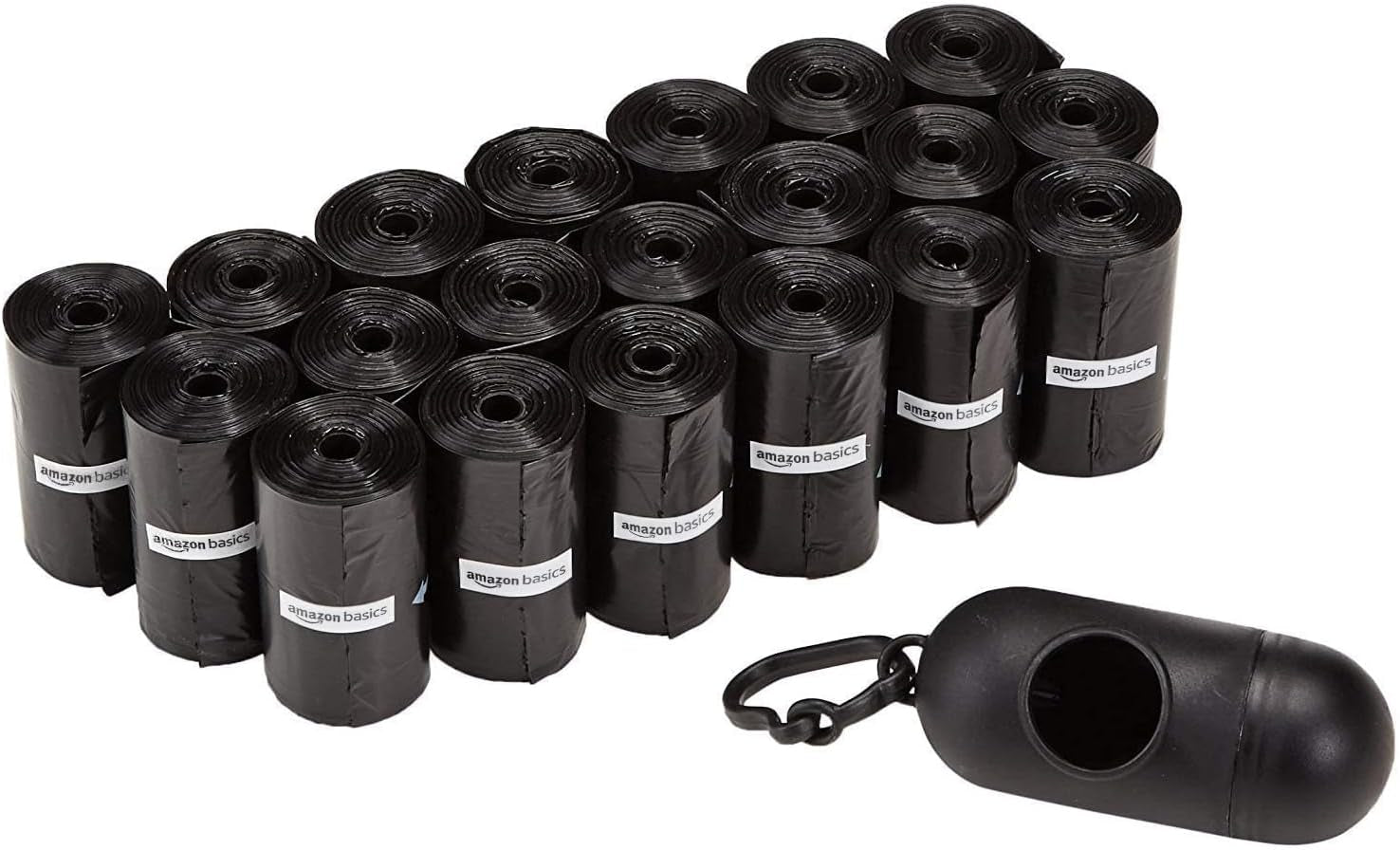 Unscented Standard Dog Poop Bags with Dispenser and Leash Clip, 33.02 X 22.86 CM, Black - 20 Rolls (300 Bags)