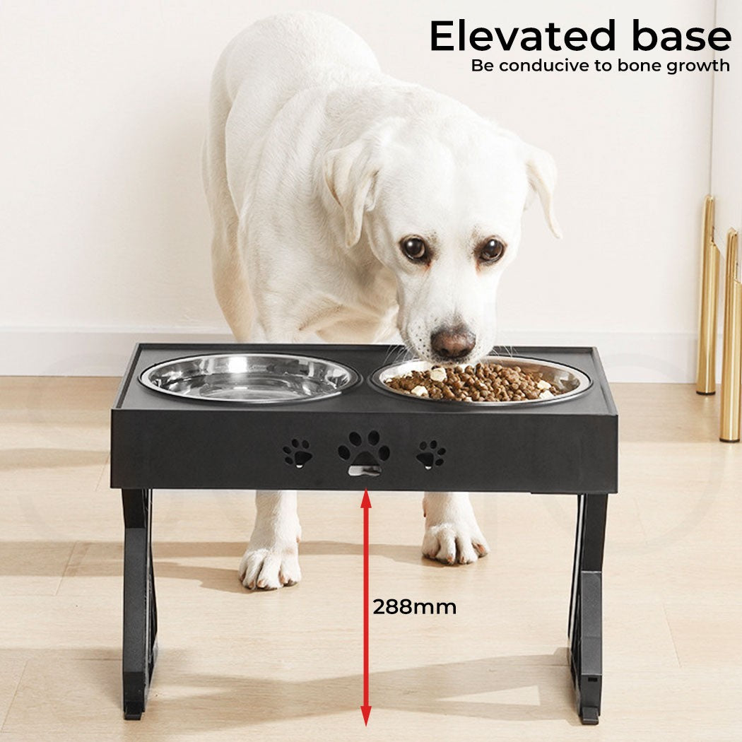 Pawz Elevated Pet Feeder Food Water Double Bowl Adjustable Height Raised Stand