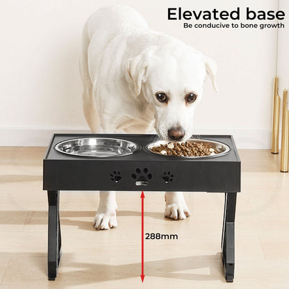 Pawz Elevated Pet Feeder Food Water Double Bowl Adjustable Height Raised Stand