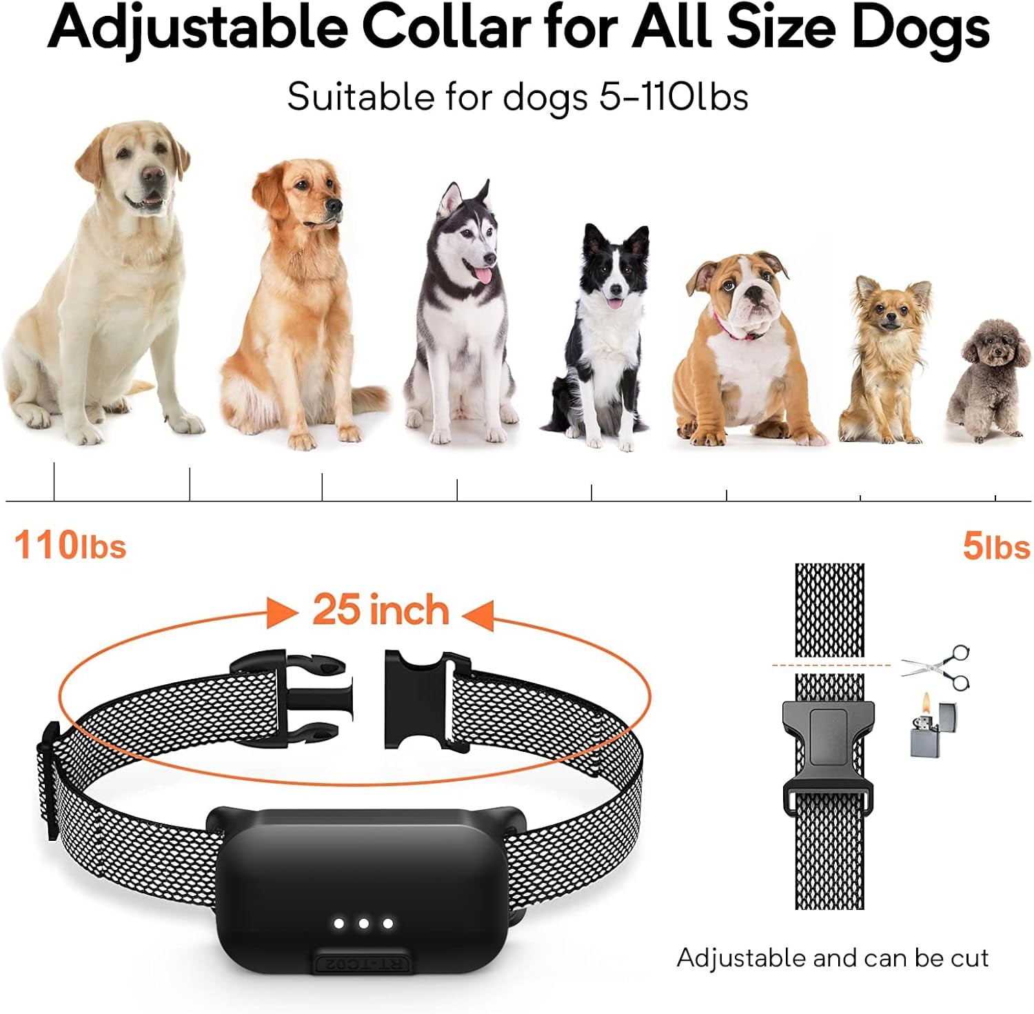 Dog Training Collar with Remote 2000Ft, Electric Dog Shock Collar with 3 Safe Training Modes, Beep, Vibration and Shock (White)