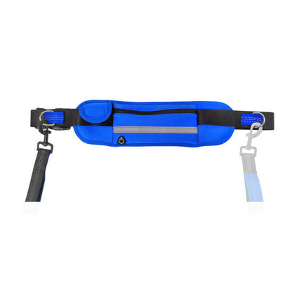 Adjustable Hands-Free Dog Leash Lead + Waist Bag Belt