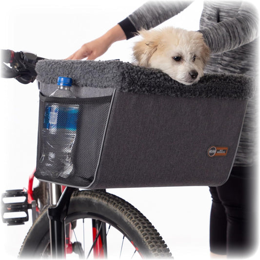 Travel Bike Basket for Pets Classy Gray Large 12 X 16 X 10 Inches